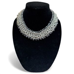 Chico's Silver & clear beaded  Statement Necklace